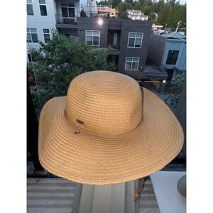 Conner Sun Hat Natural Fiber Wide Brim Chin Strap Packable Beach Travel